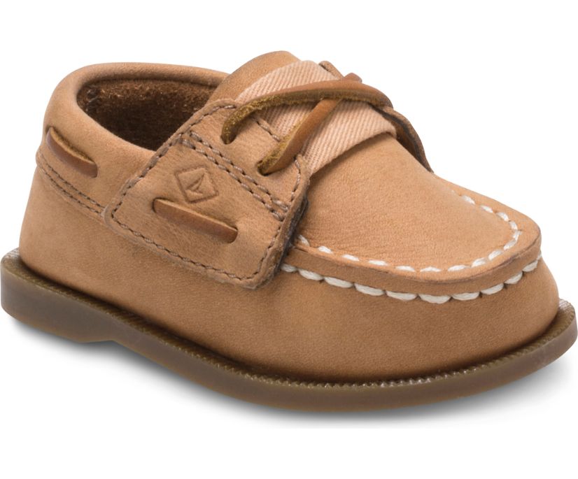 Sperry Authentic Original Crib Hook & Loop Boat Shoes Brown | JZO-048176