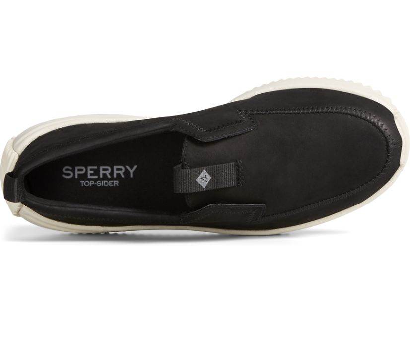 Sperry Boat Runner Leather Boat Shoes Black | ARB-018765