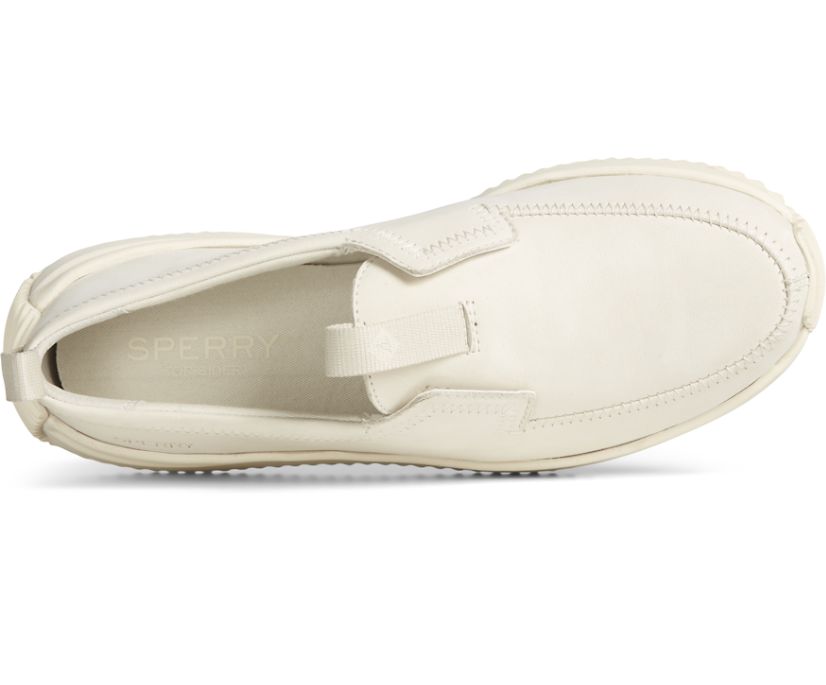 Sperry Boat Runner Leather Boat Shoes White | KSM-742153