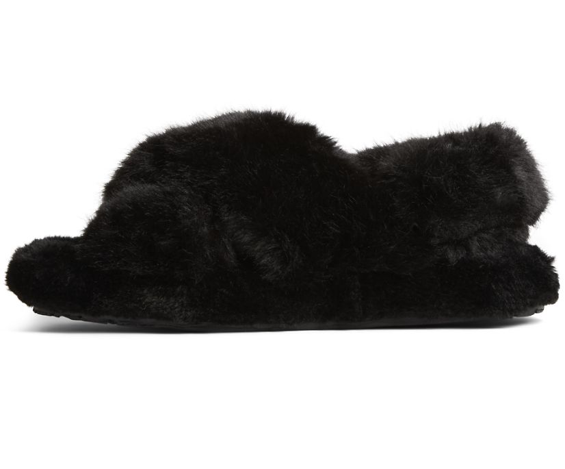 Sperry Cape May Cross Strap Slippers Black | LPF-409687