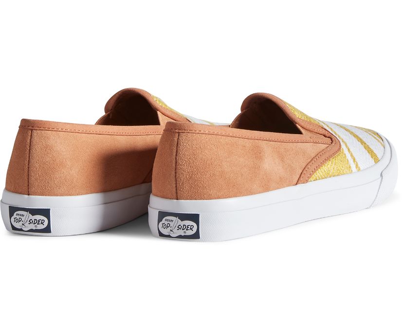 Sperry Cloud Linen Slip On Sneakers Brown | CIR-289451