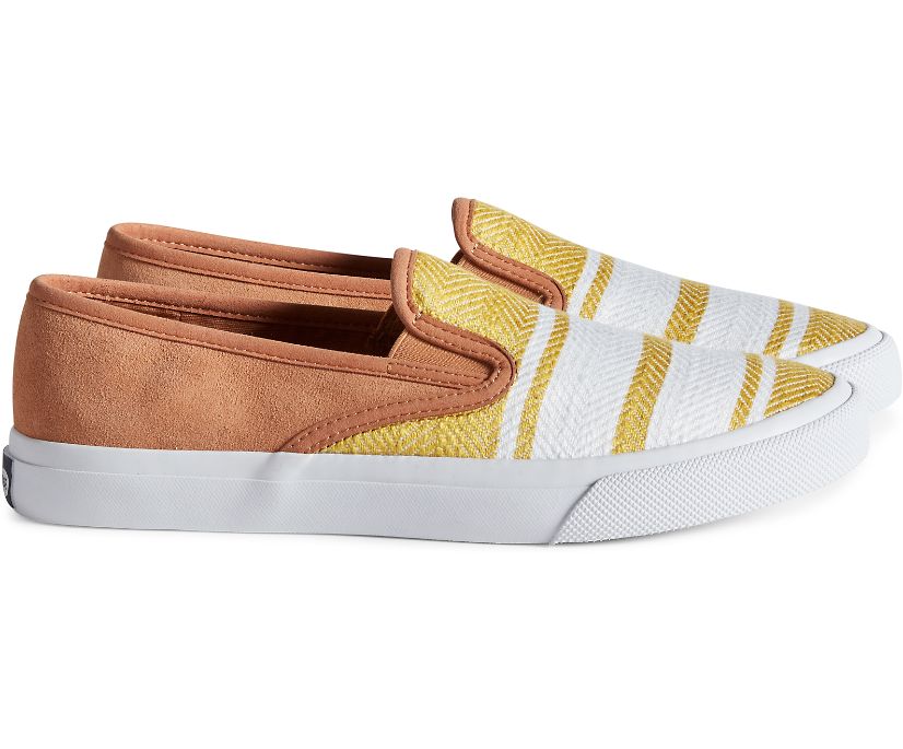 Sperry Cloud Linen Slip On Sneakers Brown | CIR-289451