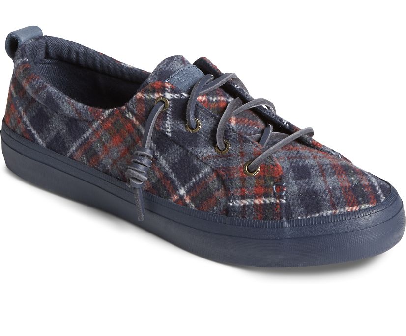 Sperry Crest Vibe Plaid Wool Sneakers Navy | LBI-041236