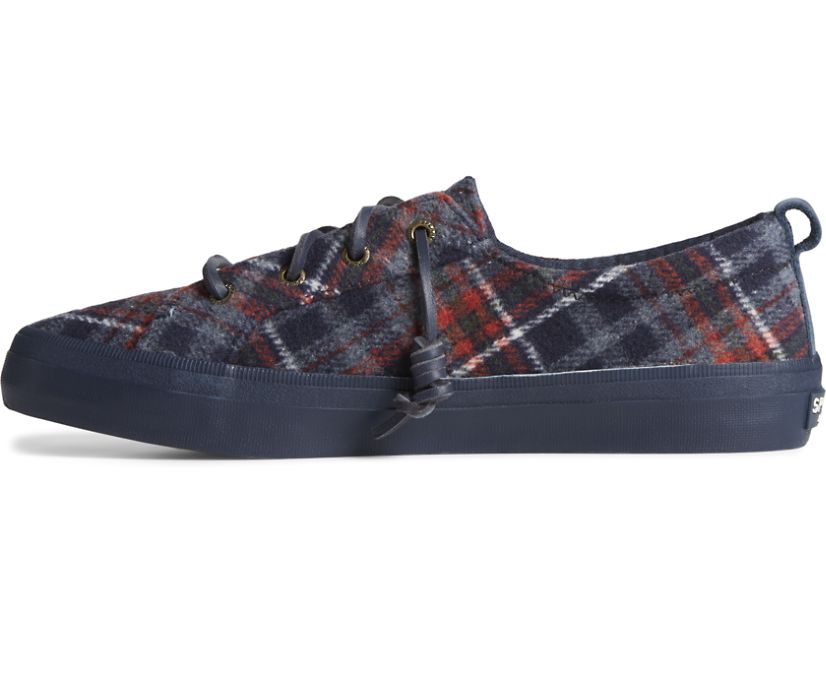 Sperry Crest Vibe Plaid Wool Sneakers Navy | LBI-041236