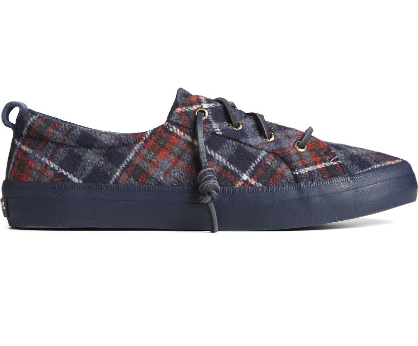 Sperry Crest Vibe Plaid Wool Sneakers Navy | LBI-041236