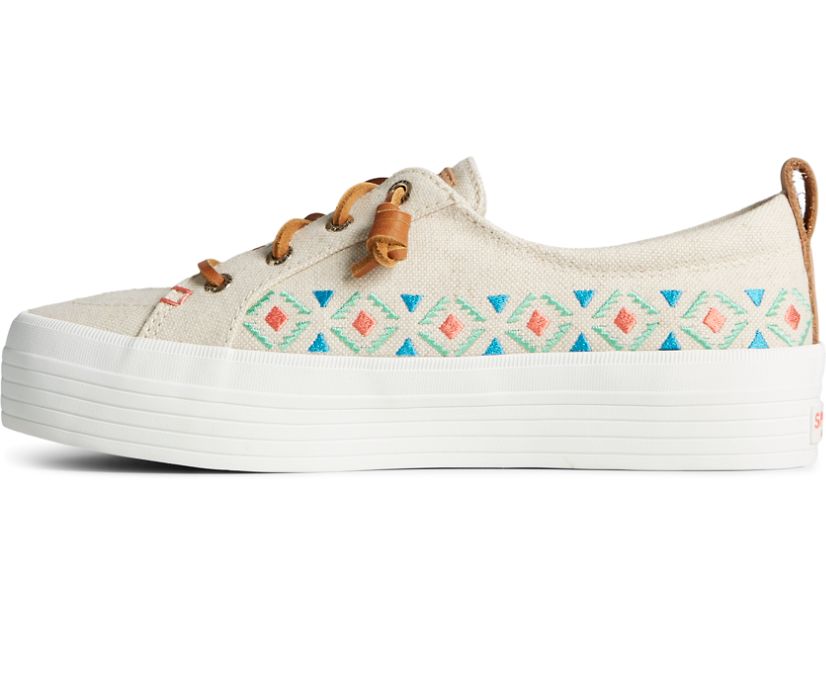 Sperry Crest Vibe Platform Embroidered Sneakers Brown | XHC-846752