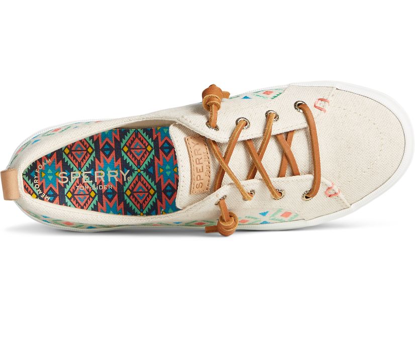 Sperry Crest Vibe Platform Embroidered Sneakers Brown | XHC-846752