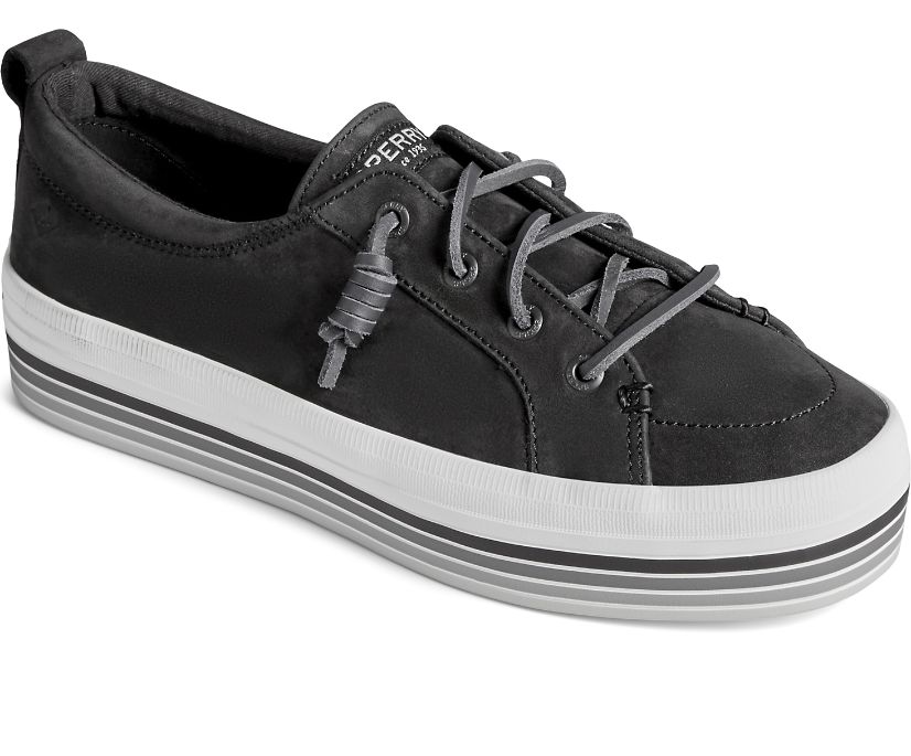 Sperry Crest Vibe Platform Stripe Sneakers Black | VQT-143295