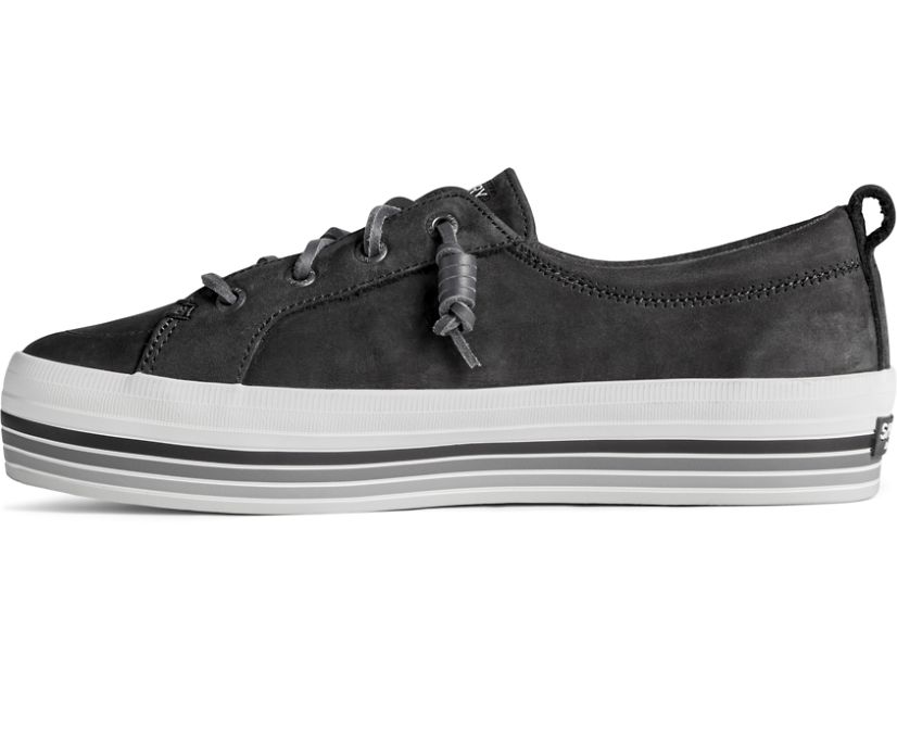 Sperry Crest Vibe Platform Stripe Sneakers Black | VQT-143295