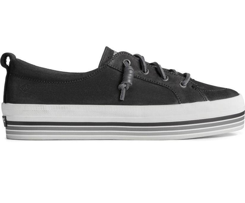 Sperry Crest Vibe Platform Stripe Sneakers Black | VQT-143295