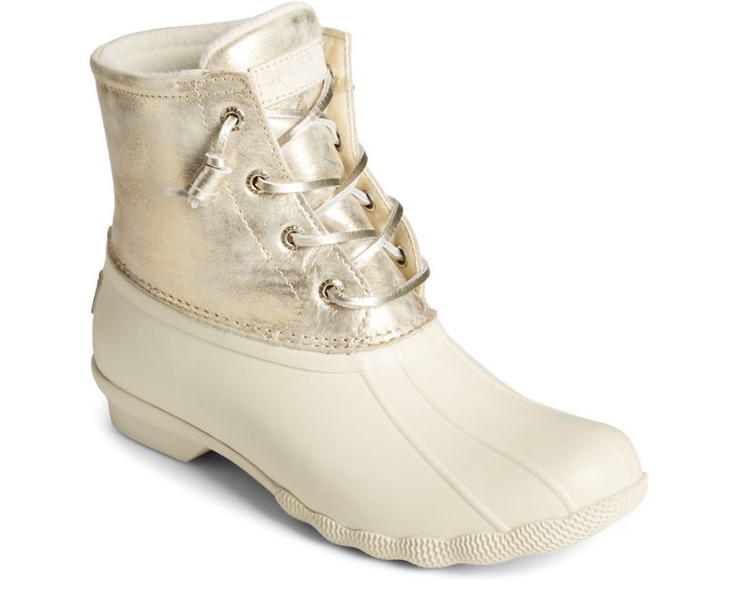 Sperry Saltwater Metallic Leather Duck Boots White | RAX-571098