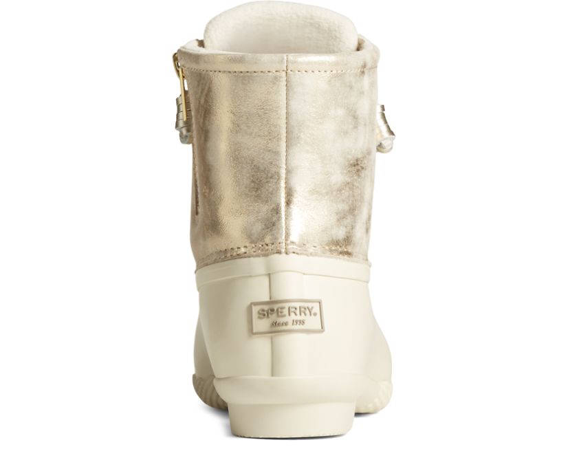 Sperry Saltwater Metallic Leather Duck Boots White | RAX-571098