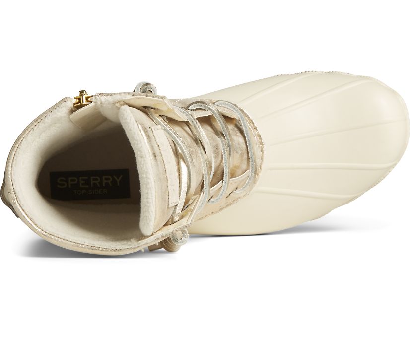 Sperry Saltwater Metallic Leather Duck Boots White | RAX-571098