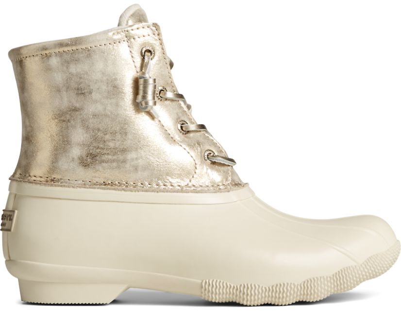 Sperry Saltwater Metallic Leather Duck Boots White | RAX-571098