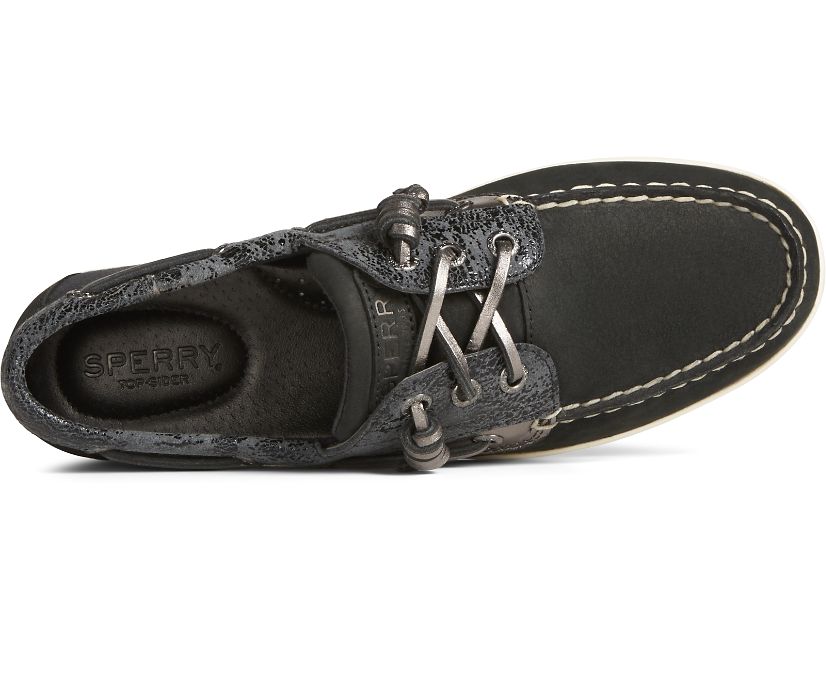 Sperry Songfish Metallic Boat Shoes Black | YIU-163247