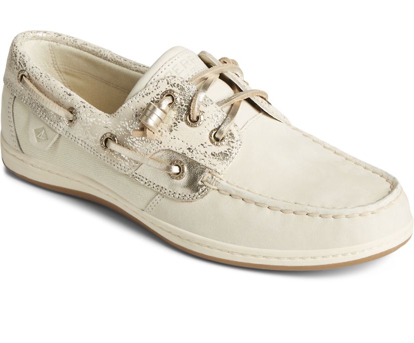 Sperry Songfish Metallic Boat Shoes White | ROA-502714