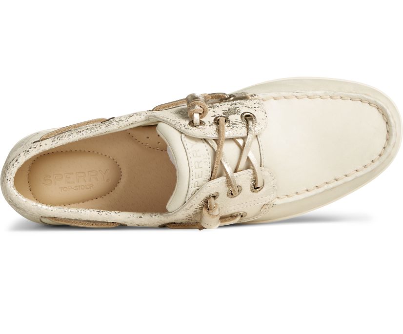 Sperry Songfish Metallic Boat Shoes White | ROA-502714