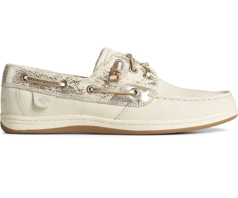 Sperry Songfish Metallic Boat Shoes White | ROA-502714