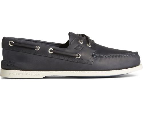 Sperry Authentic Original Cross Lace Leather Boat Shoes Navy | BLM-083947
