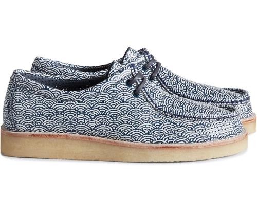 Sperry Cloud Captain's Wave Print Oxford Loafers Navy | APD-098162